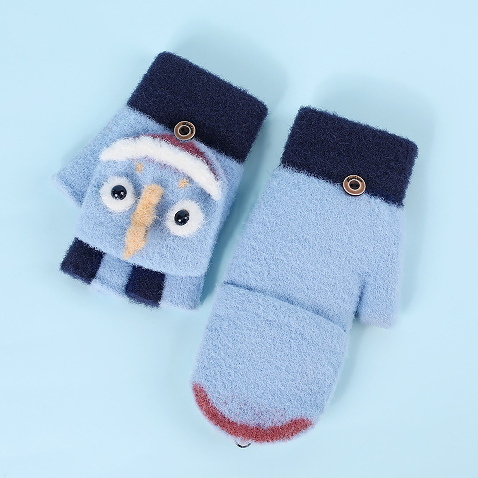 Leuke Dier Fluwelen Handschoenen Meisjes Omgedraaid Half Vinger Handschoenen Guantes Invierno Outdoor Kids Handschoenen Winter Kinderen Handschoenen