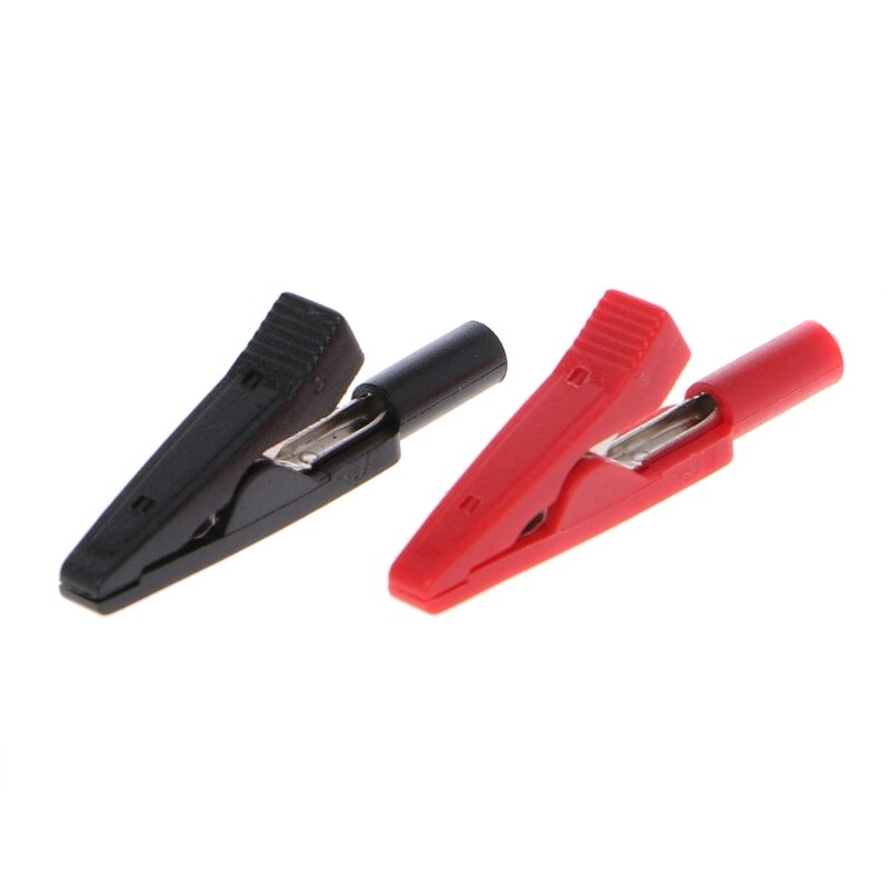 2 Stuks Geïsoleerde Alligator Clip 2Mm Banaan Vrouwelijke Adapter Meter Test Probe Black Red