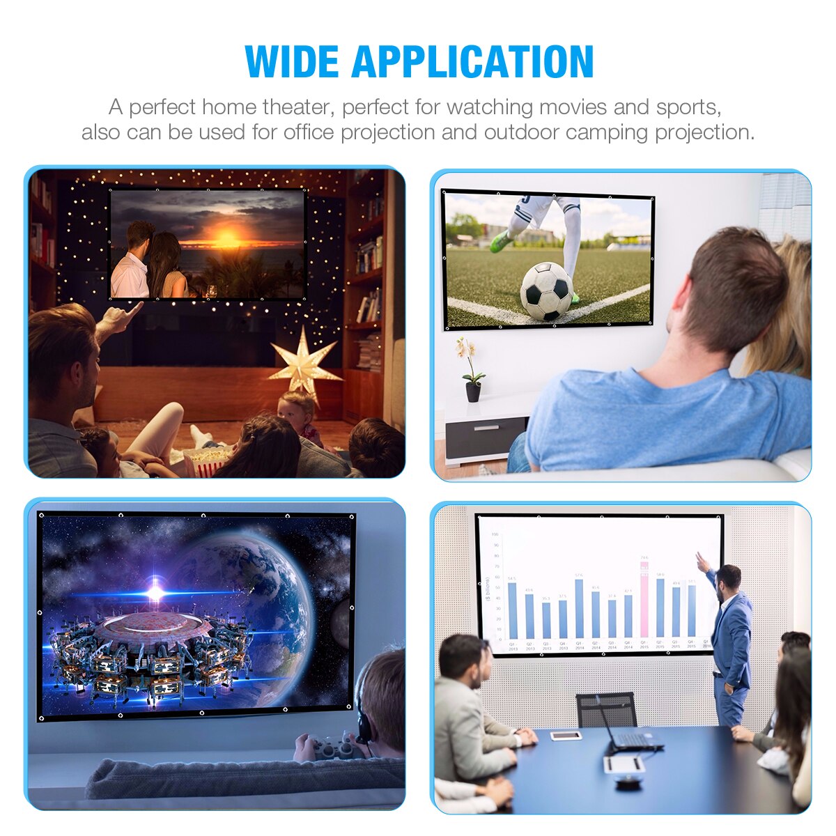 150inch 100inch 16:9 Projector Screen 4K HD TV Screen Folding Portable Soft Home Outdoor KTV Movie Projection Screen Roll UP