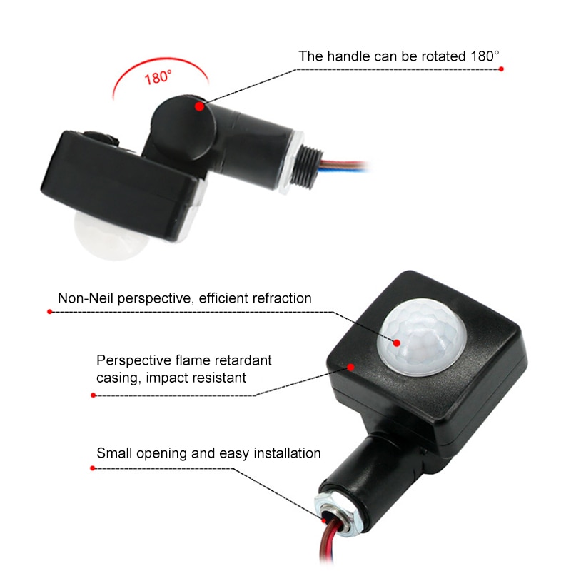 220v pir bevægelsessensor kontakt 50hz ir infrarød menneskelig krop indction sensor detektor tænd/sluk kontrol led lampe hjemmebelysning