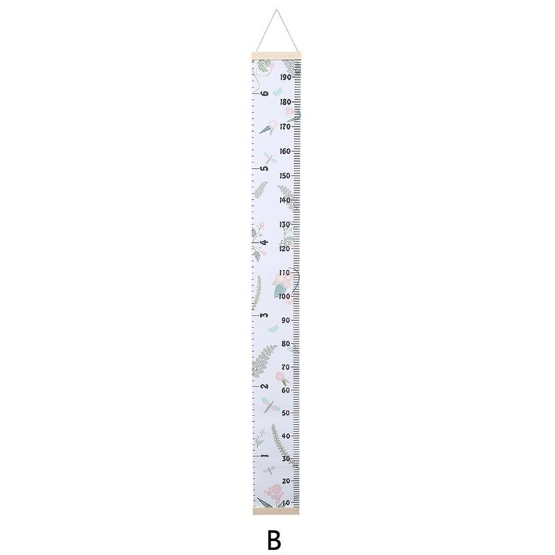 Kids Baby Growth Chart Wood+Canvas DIY Wall Hanging Measuring Ruler Room Decoration Nursery Removable Height Measure: B