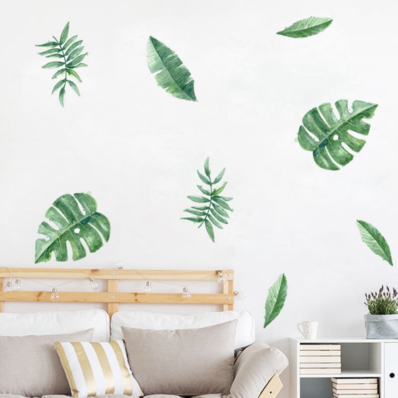 Tropical Rainforest Plant Wall Sticker Green Leaf Wall Stickers Home Children's Room Interior Wall Stickers Decor Supplies