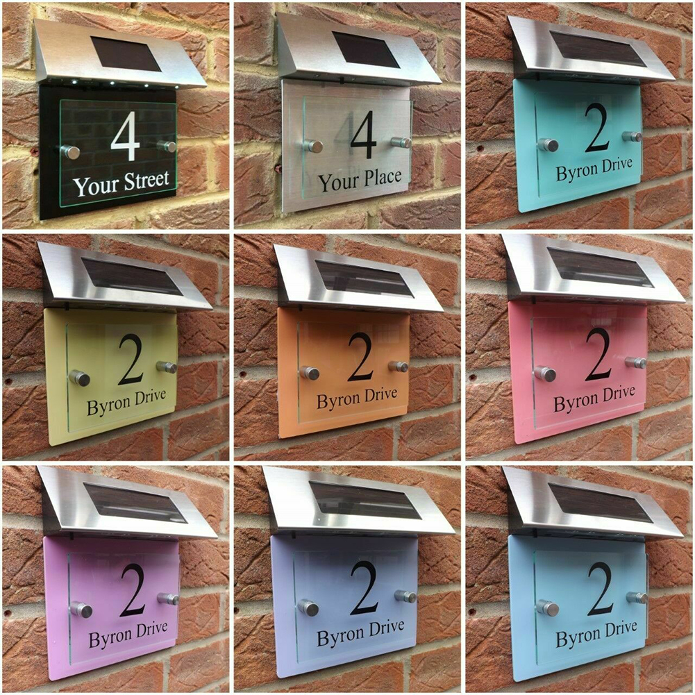 LED Solar House Number Light High Brightness Digital Plate Light Control Home Door Number Warning Sign Doorplate Lamp Plaques