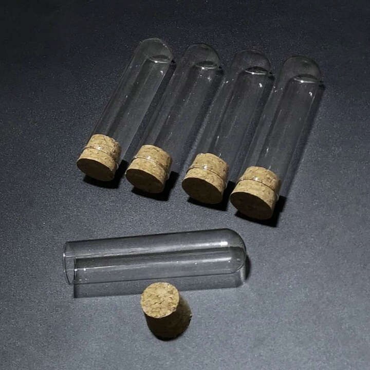 30pcs/lot 25x100 mm Round bottom Glass test tube with cork stopper Cap for Lab Experiments