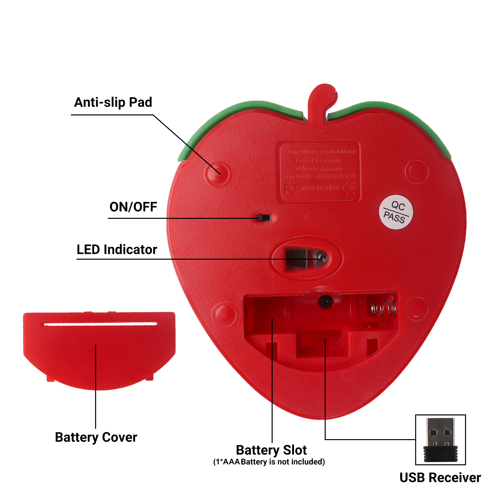 Wireless Cute Mouse 2.4G Bluetooth Dual-mode Strawberry Appearance Mute Button Light Weight Portable Office Use For Girl