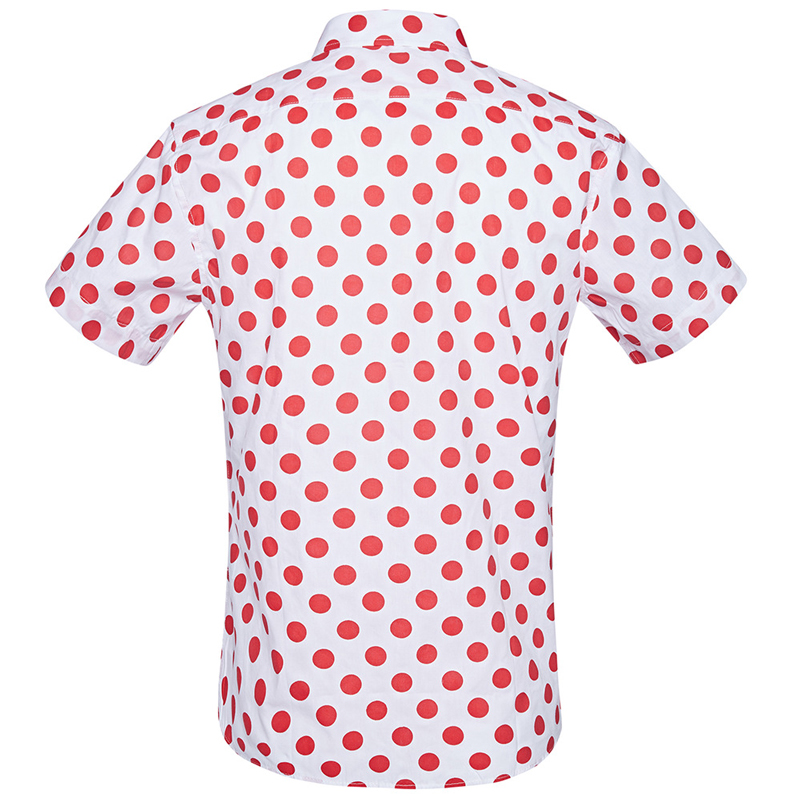 Red Polka Dot Print Tropical Luau Hawaiian Shirt Men Short Sleeve Cotton Shirt Mens Beach Party Shirts aloha