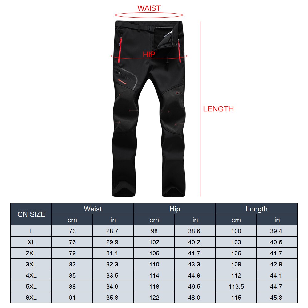 Men Hiking Pants Water Resistant Breathable Winter Pants with Pockets Fleece Lined Pants with Belt Camping Skiing Outdoor Pant