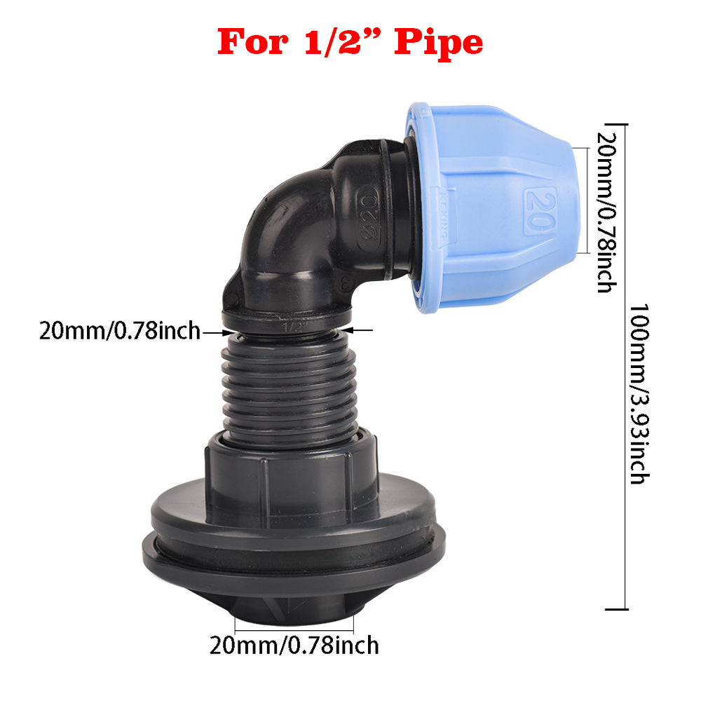 Regenfass-passend zu anschließen OD 20/25/32 mm PE-Rohrverbinder-Adapter für Wassertanks, Aquarien, Wannen, Schwimmbecken: Licht Gelb