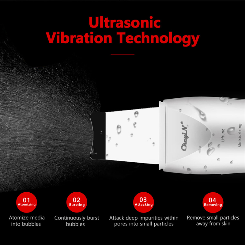 Ultraljud vibration pormask remover skrapa usb uppladdningsbar hud skrubber död hud peeling spade hud dra åt skönhetsverktyg