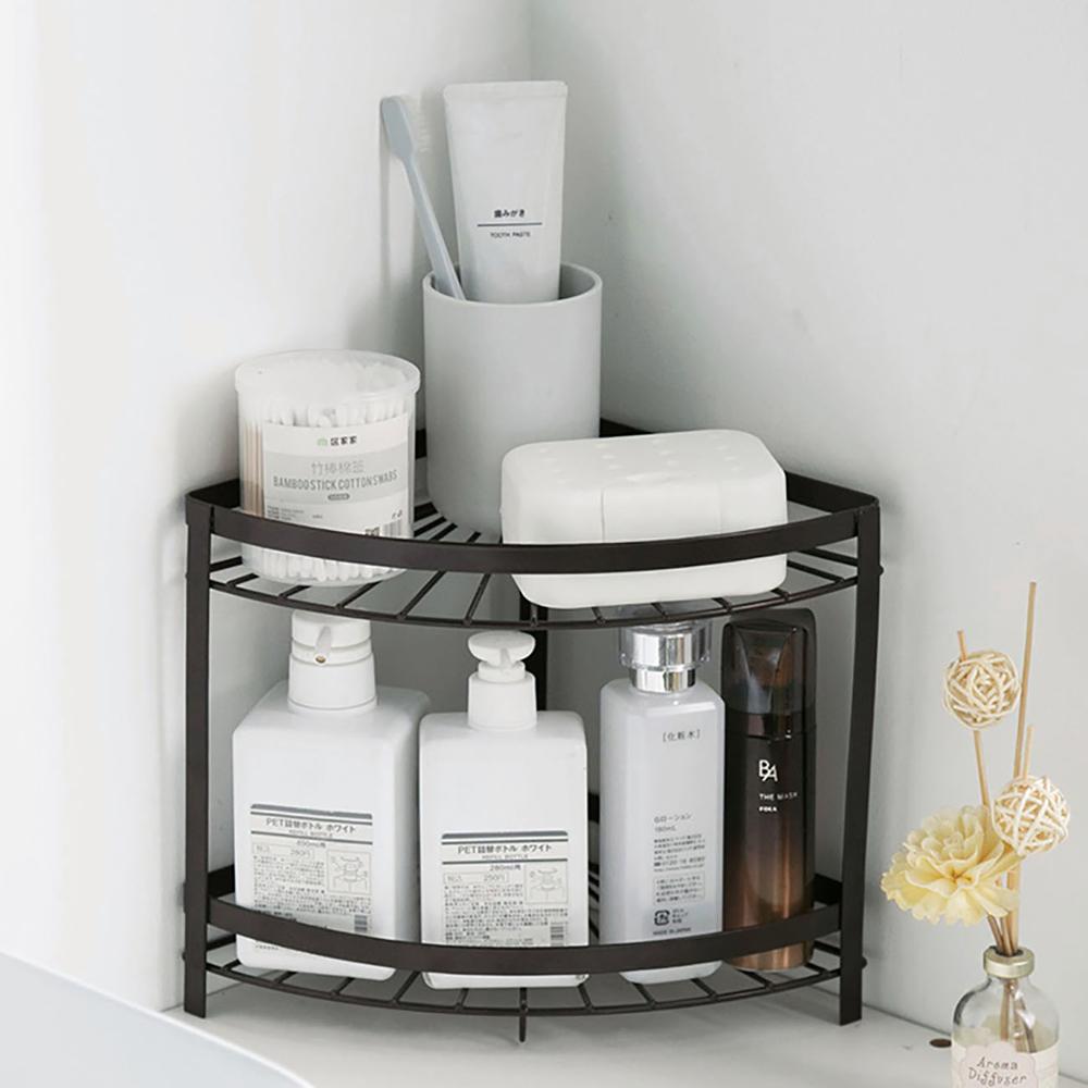 Jern badeværelseshylde desktop opbevaringsstativ brusekabine shampoo holder hjørnehylde stativ badeværelse køkken organizer
