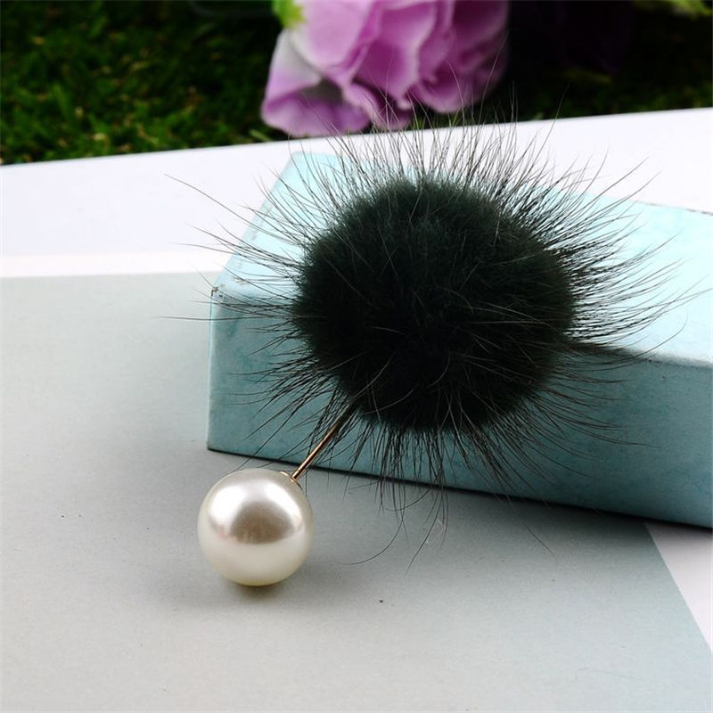 1 stuk Leuke Pom Pom Bal Imitatie Parel Badge Pin Op Broche Pins Voor Vrouwen Jurk Kraag Pak Revers Sieraden decoraties