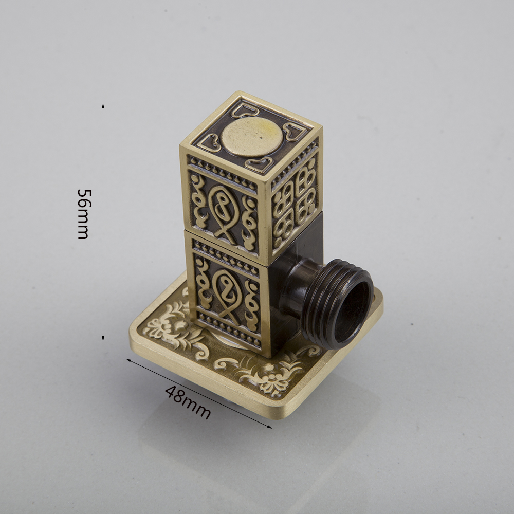 JIENI Solid Brass Antique Brass Bathroom Control Valve Angle Stop Valve 1/2 Male Thread Water Outlet Faucet Accessories: 01