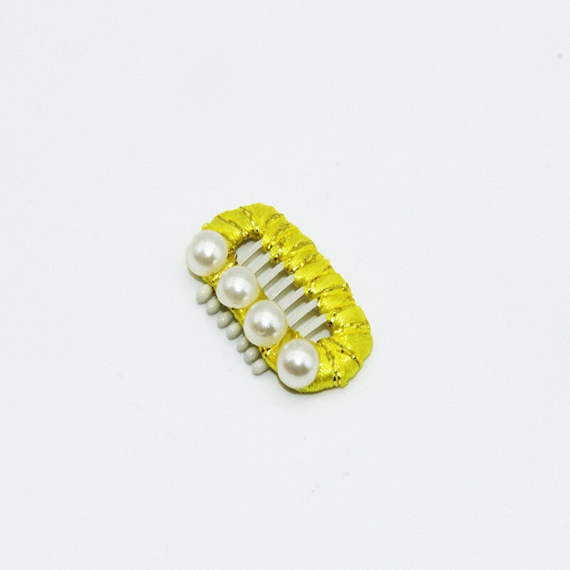 Pinza de acero para perros, Accesorios de belleza para el pelo de Yorkshire, decoración de perlas, BB, 1 pieza: yellow