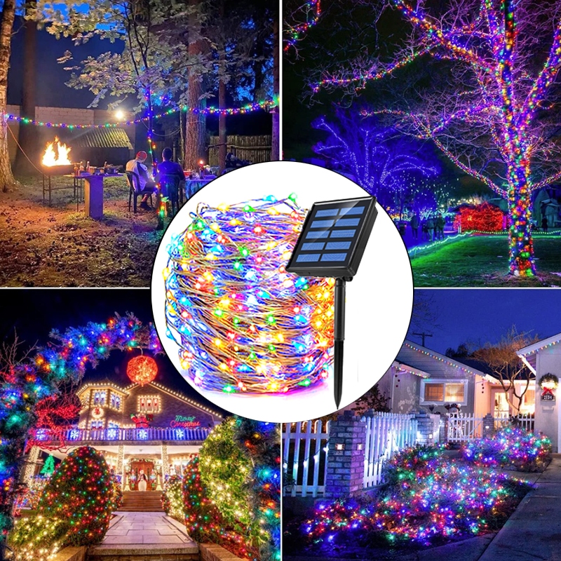 Solar--Lichterkette für Höhle Außenbereich, wasserdicht, 8 Modi, 50/100/200/300 LEDs, für Weihnachten, Innenbereich, Haus, Garten, Party, Terrasse, Baumdekoration: Grün / 650W