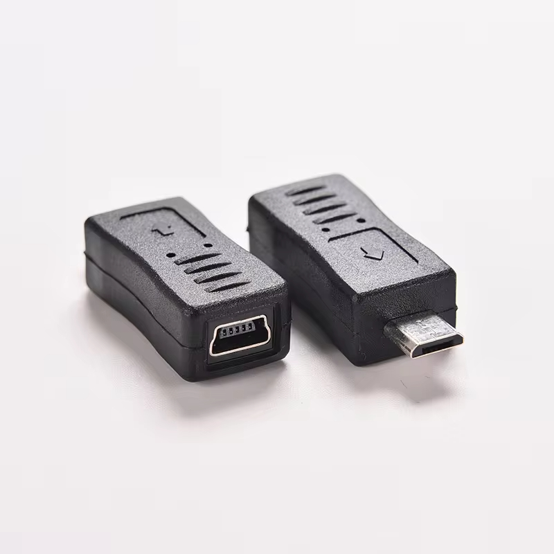Adaptador Micro USB macho a Mini USB hembra, adaptador convertidor de conector para teléfonos móviles MP3, 1 ud.: Negro