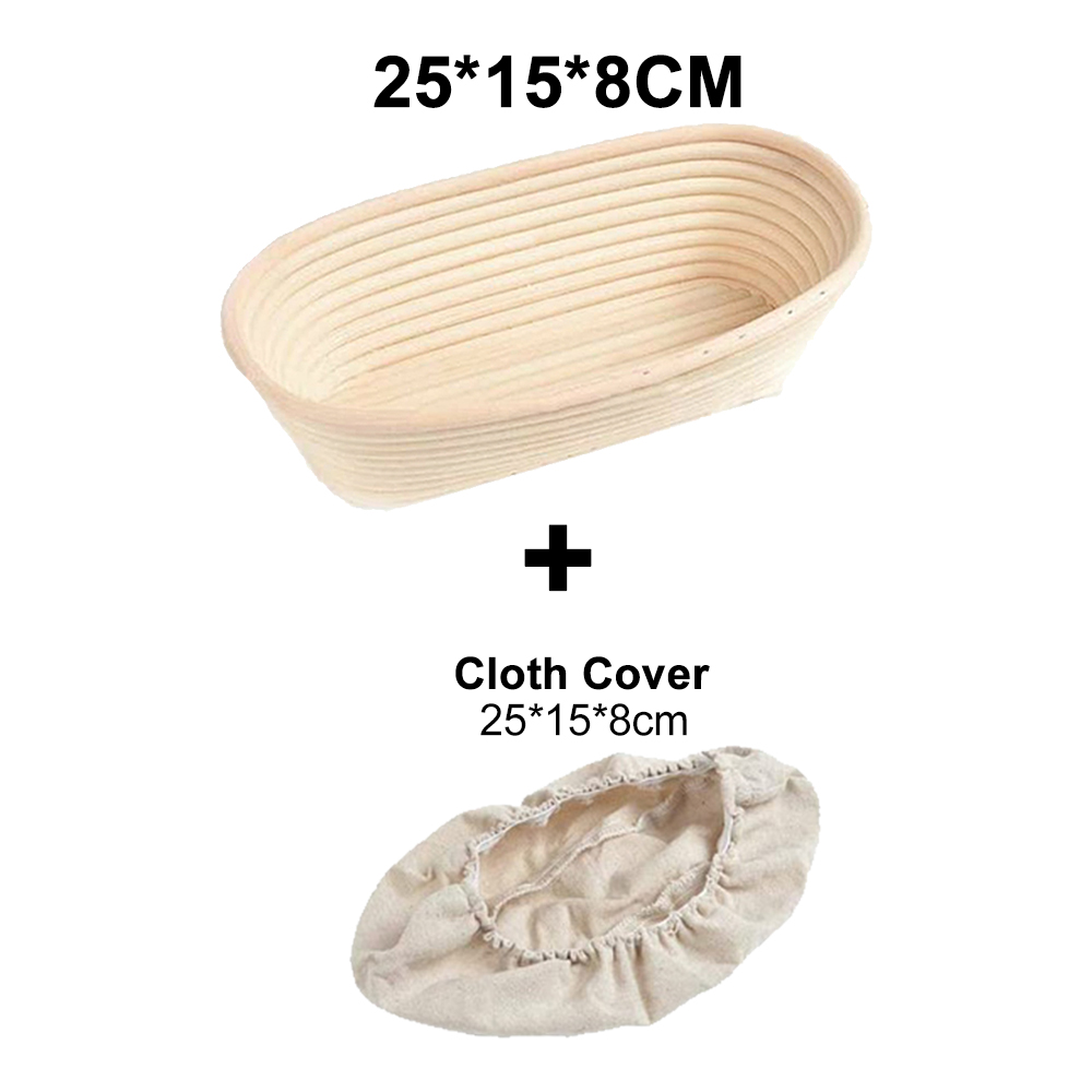 Rattan Banneton Bread Proofing Proving Baskets Set Round /Oval Natural Rattan Fermentation Basket Dough Wicker Rattan DIY Tool: 25X15X8CM