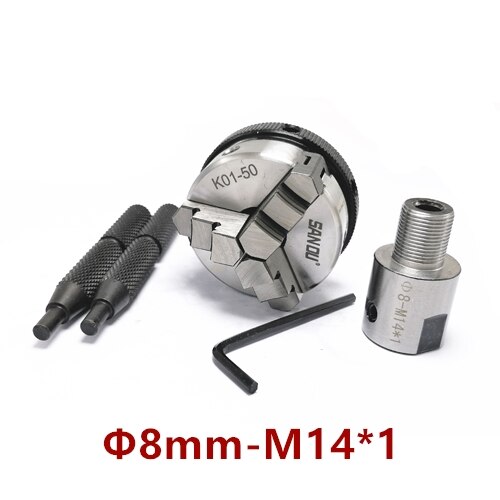 Sanou K01-50 chuck 50mm 2" LATHE Chuck three Jaw Manual mini Self-Centering Chuck Connecting rod Connector for CNC M14 adapter: K01-50-8mm