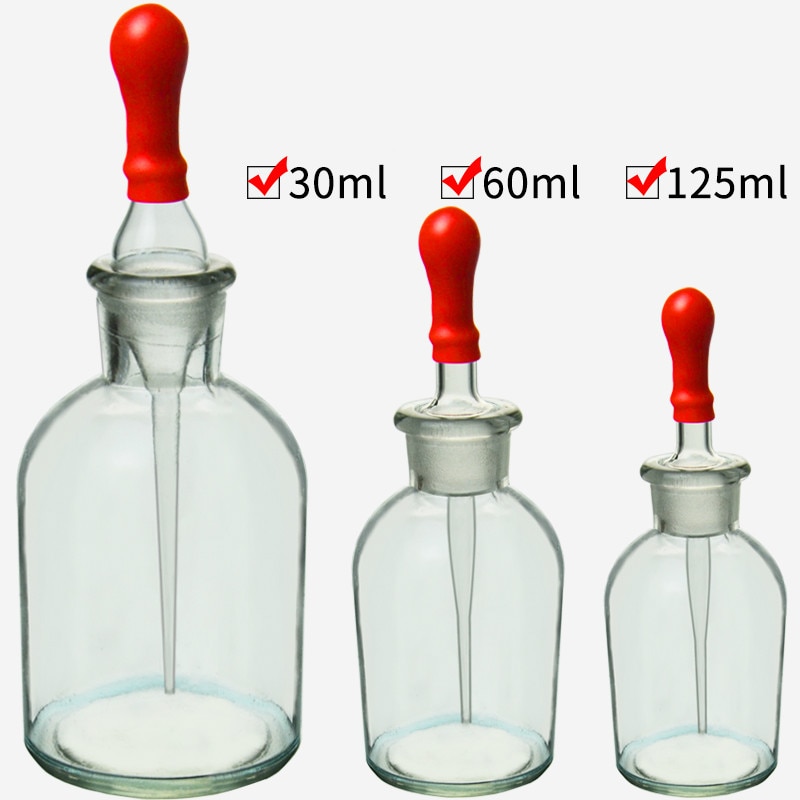 30ml 60ml 125ml Glass Drip Bottle Brown Drip Bottle with Plastic Head Chemical Experimental Transparent Lab Dropping Bottle