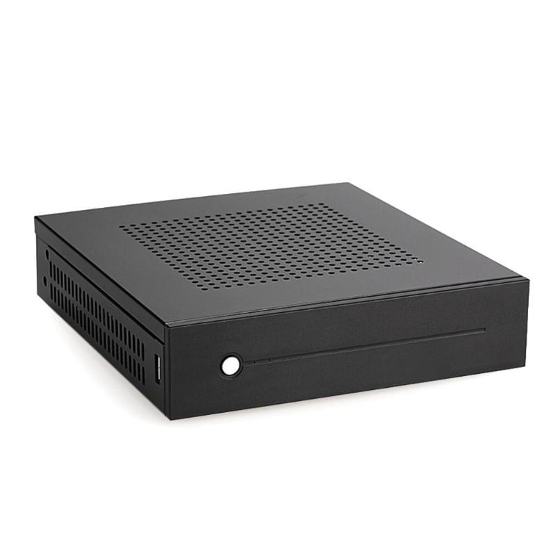 E-T3 Mini-ITX Case Ultra Slim 0.8mm SECC USB2.0 Desktop Computer PC Chassis Support Wall Mount Computer Accessories Black