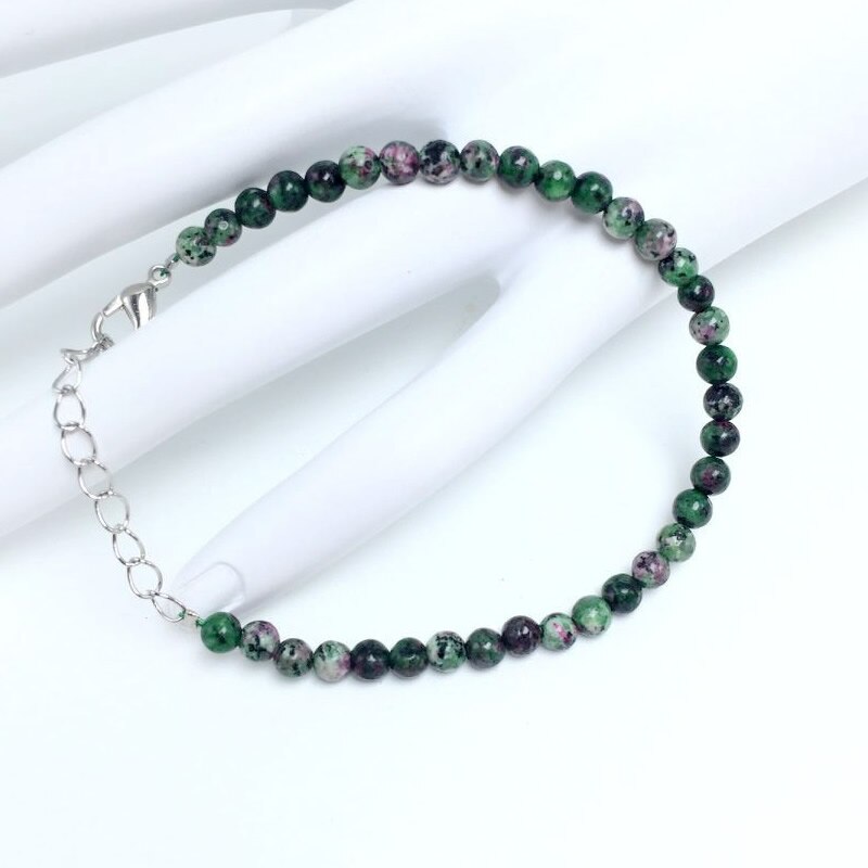 Pulsera de energía de cuentas de Chakra para mujeres y hombres, brazaletes de sodalita blanca turquesa, piedra de ágatas redondas naturales, joyería de Yoga hecha a mano, 4mm: Rodio plateado
