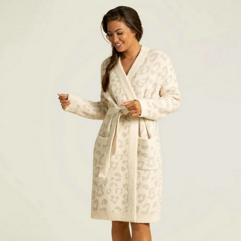 Luipaard Print Fleece Badjas Dekens Super Zachte Winter Dikke Warme Lange Gewaad Thuis Nachtkleding Sofa Wearable Slapen Dekens: D