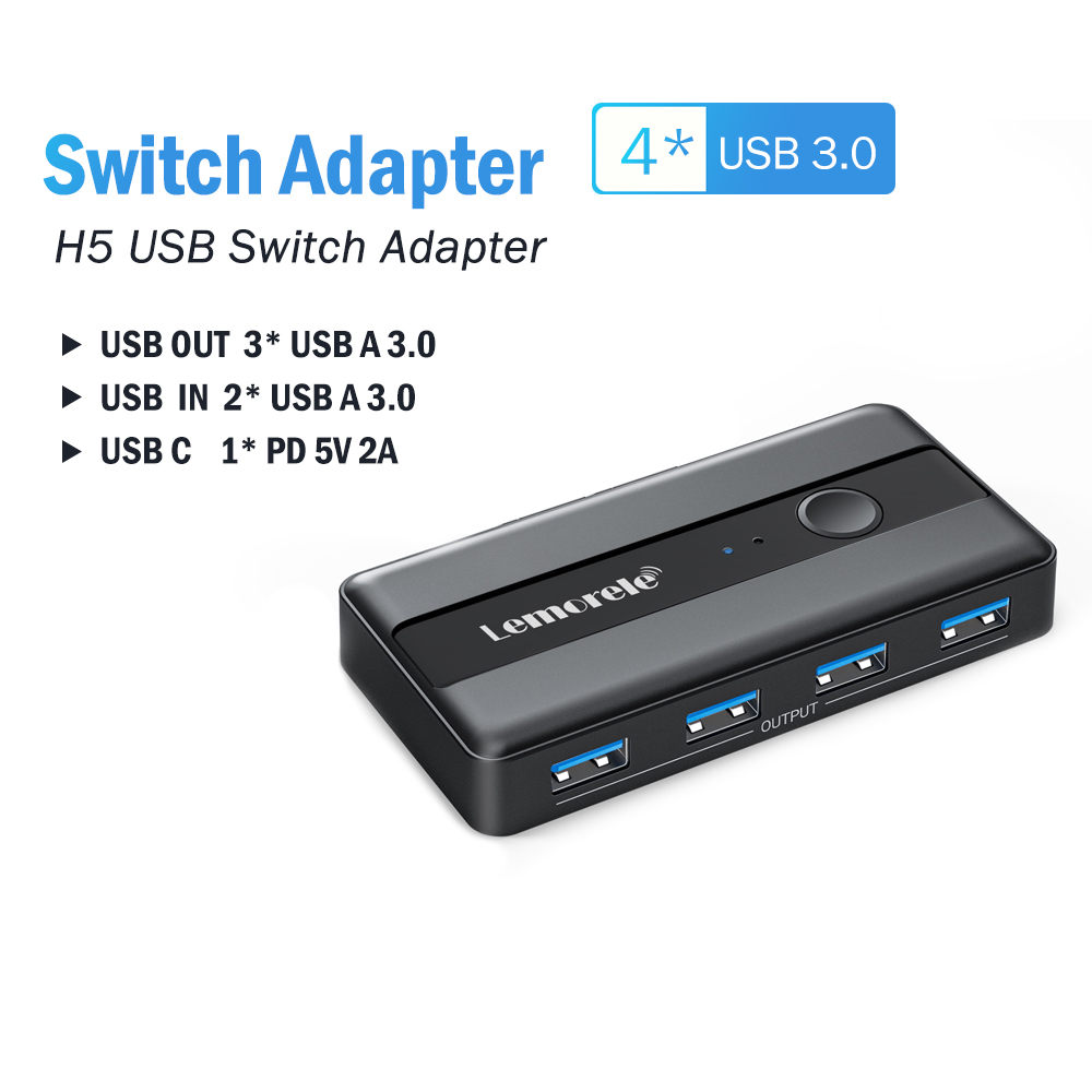 Lemorele USB KVM schalten Adapter USB 3.0 Umschalter 2 Eingänge 4 Ausgänge USB schalten KVM Umschalter Drucker Teiler für Computertastatur: Weiß