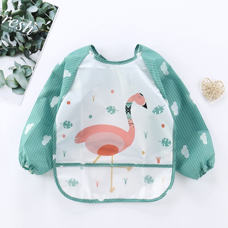 1 pc baby peuter lange mouwen waterdichte dieren cartoon voeding slab schort zak: Vuur