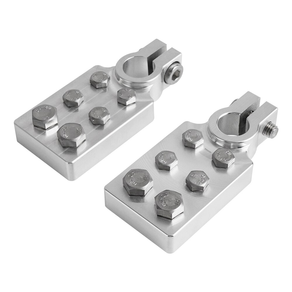 1 Pair Multi-Connection Aluminum Marine Battery Terminals Flat Battery Clamps Lead Fit 4/0 Awg Lugs Positive Negative: Default Title
