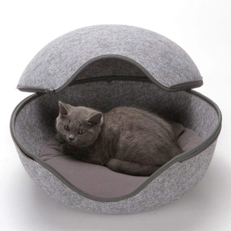 Creativo sveglio Forma di Uovo Cuccia del Gatto Sacco A Pelo con Cerniera Inverno Caldo animale domestico Casa Tutto Intorno Gatto Nido con Staccabile cuscino Zerbino