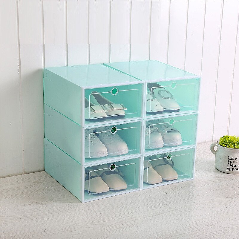 Clear Plastic Set Multicolor Shoe Boxes Stackable Floding DIY Shoe Drawers Storage Container Organizers