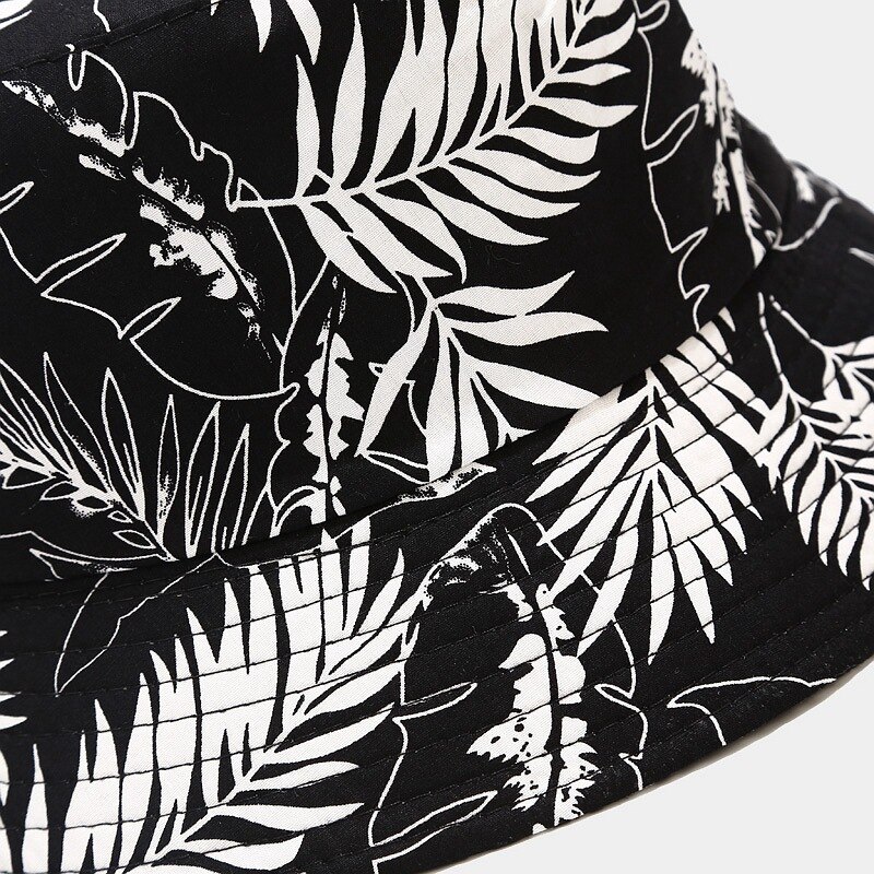 Palm Leaf Pattern Men Bucket Hat Summer Sun Protection Hat Trend Hip-hop Fisherman Hat Outdoor Hiking Hat Unisex Panama Cap