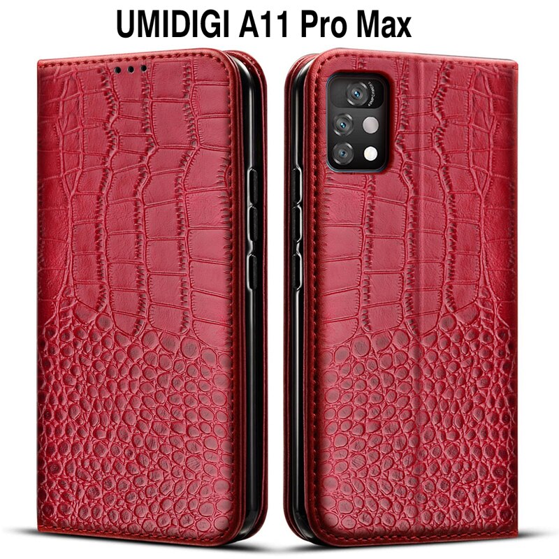 Luxe Lederen Flip Boek Stijl Case Voor Umidigi A11 Pro Max Wallet Kickstand Case Voor Umidigi A11Pro Max 6.8 Inch telefoon Cover: Red