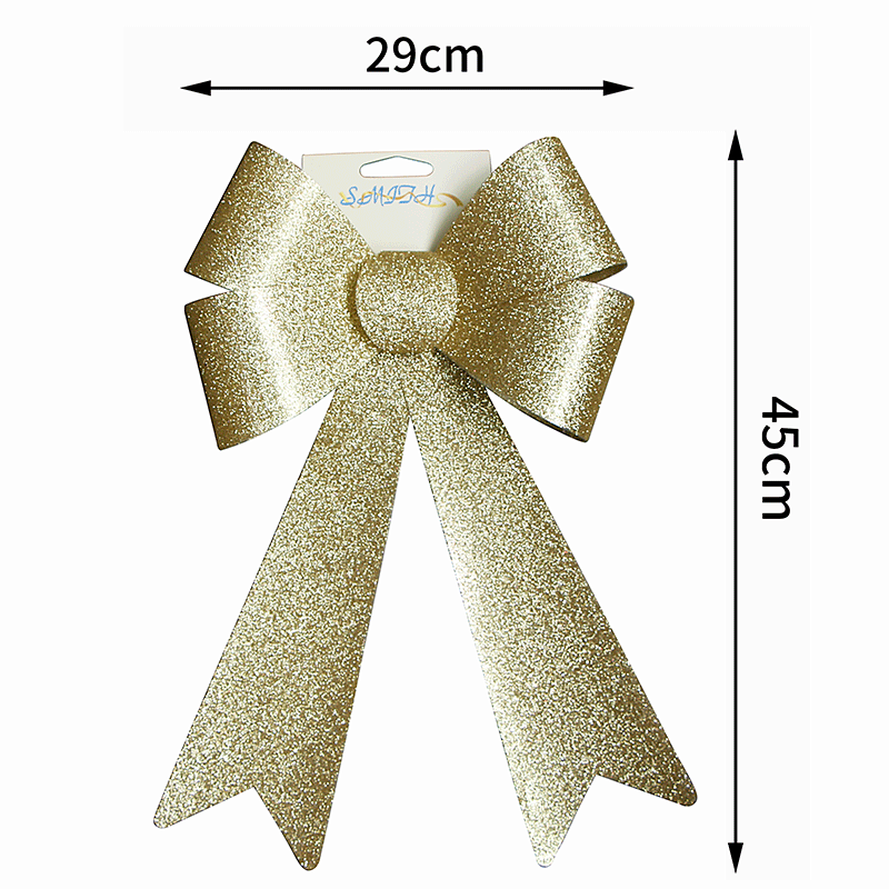 Kerstboomdecoratie accessoires rode grote strik dubbel linnen lint eland gouden kerststrik huisdecoratie strikken voor knutselen: 3