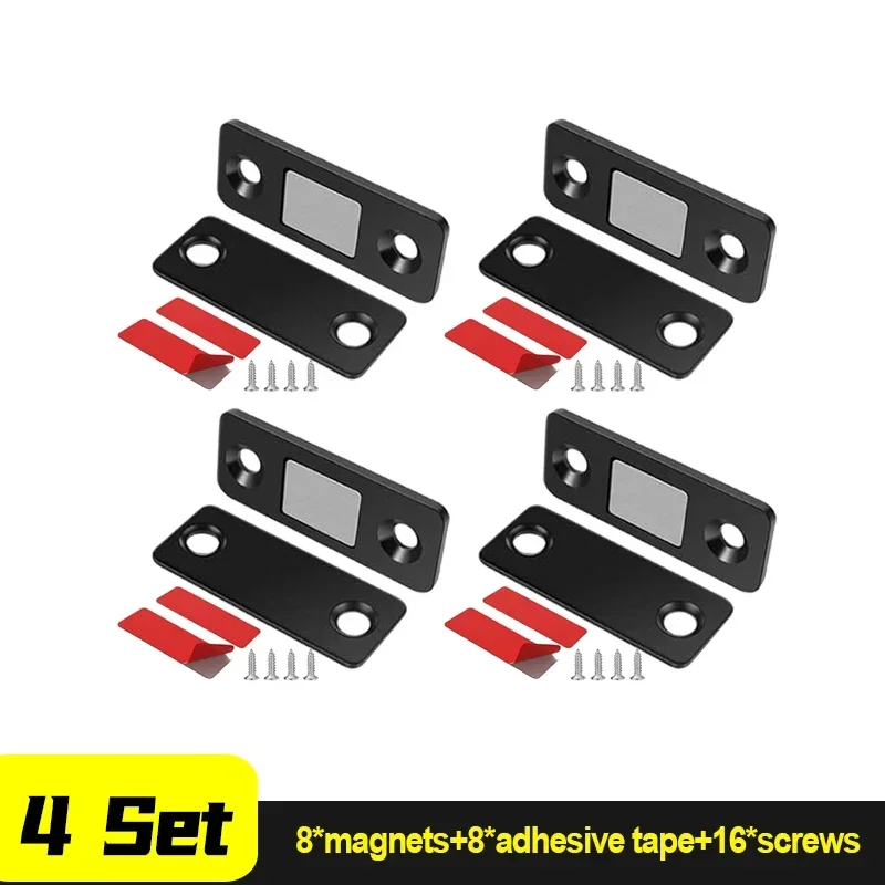 Strong Magnetic Cabinet Catches with Screws Ultra-Thin Door Magnets Stops Invisible Adhesive Drawer Closer Latches for Furniture: Silver