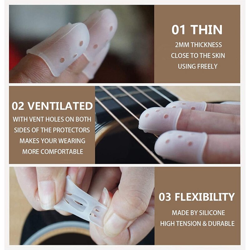 Kit de acionador de partida de guitarra incluem palhetas de dedo polegar, protetores de ponta do dedo para guitarra ukulele e outros instrumentos de corda