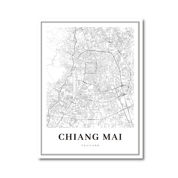 Bangkok Map Posters En Prints, thailand Reizen Stad Kaart Canvas Schilderij Moderne Chiang Mai Kaart Foto Thuis Wall Art Decor: 50x70 cm No Frame / 02