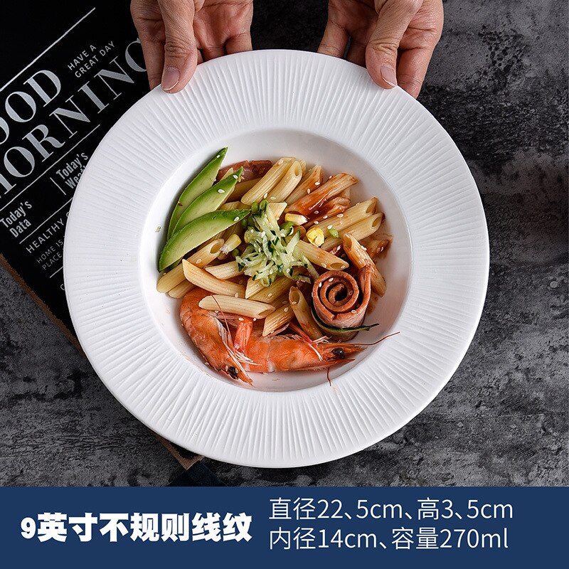 European white plate ceramic plate flat bottom round steak plate Western restaurant tableware cake pizza customization: Purple