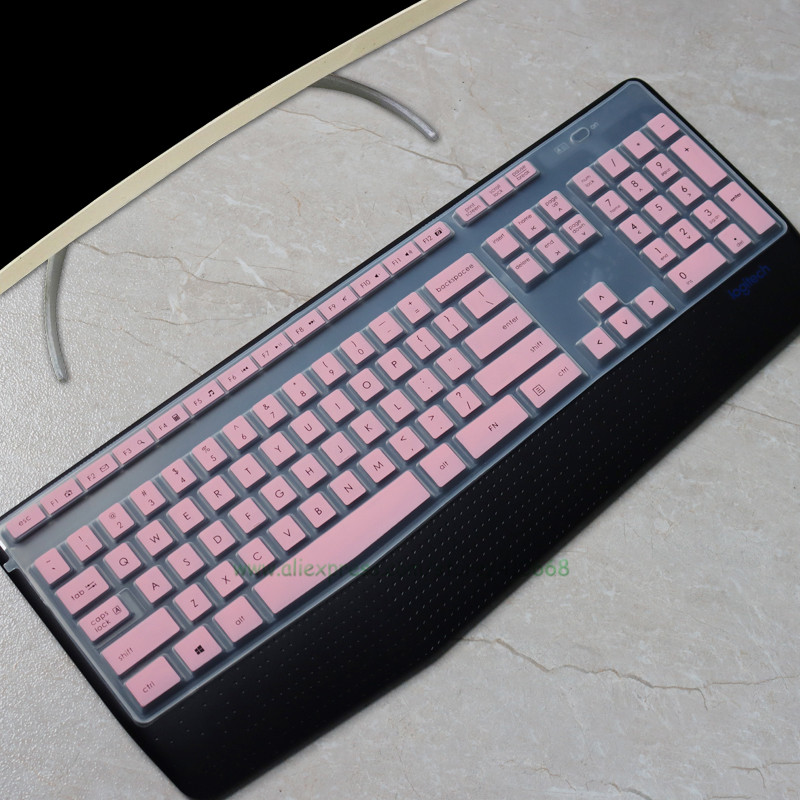 For Logitech K345 MK345 MK 345 Desktop Keyboard Cover Skin Protector Dust Cover Silicone Mechanical Wireless: Pink