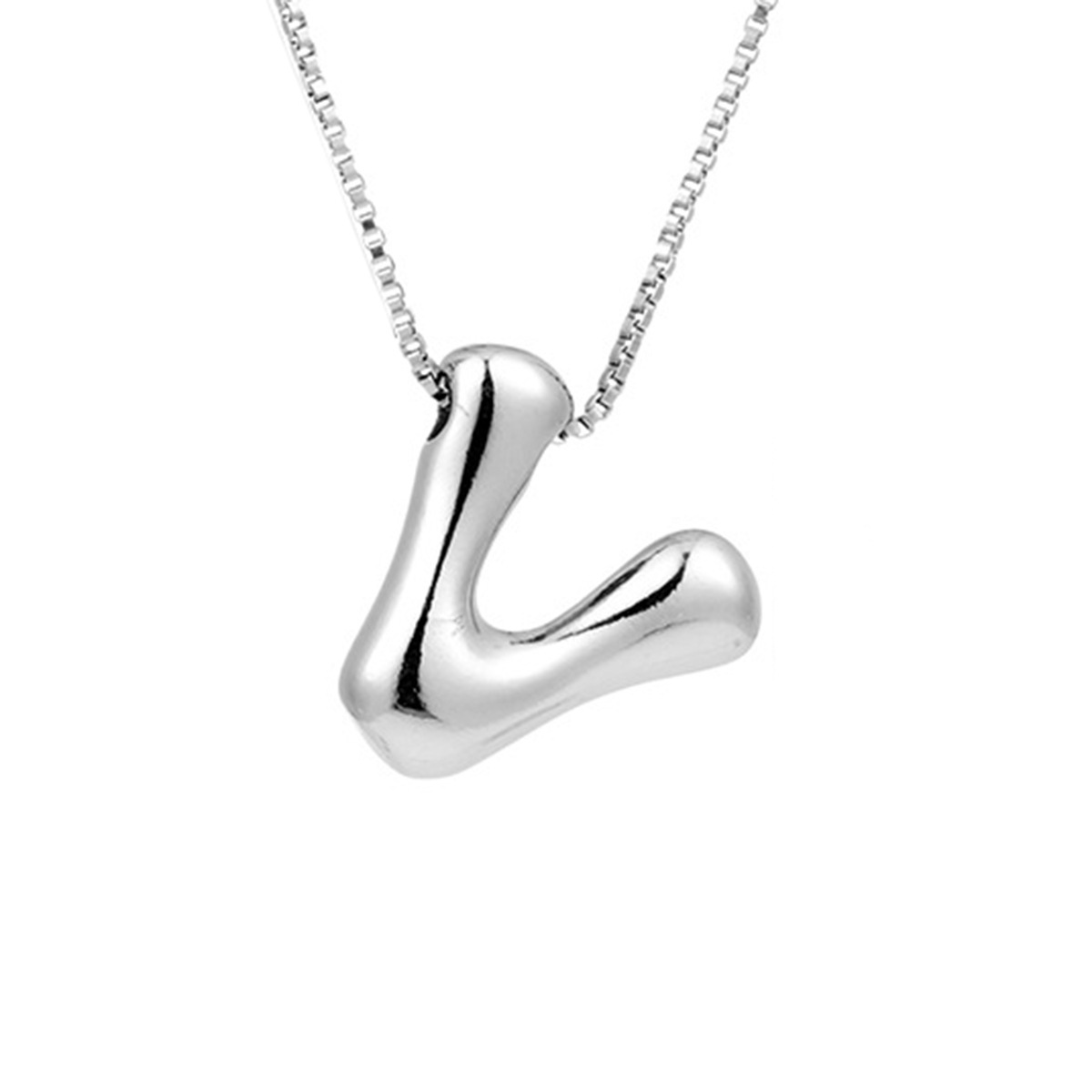 Delicate Chunky Balloon 26 Letter Necklace Bubble Initial Alphabet Pendant Box Chain Choker Stainless Steel Gold Plated Jewelry