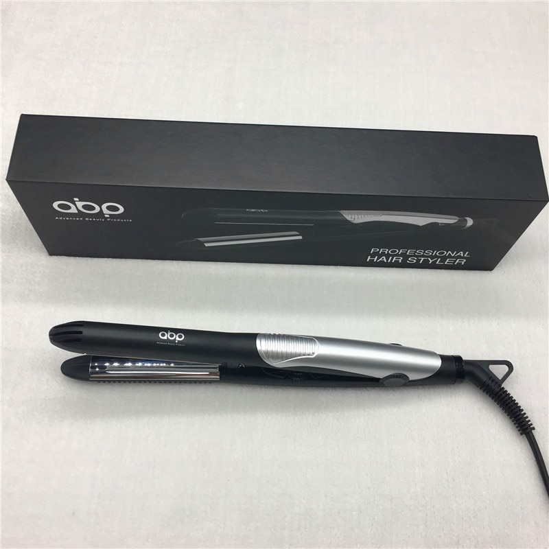 Alisador de pelo en U , plancha de pelo negra, chapado en plata, 2 en 1, enchufe AU/EU/US/UK