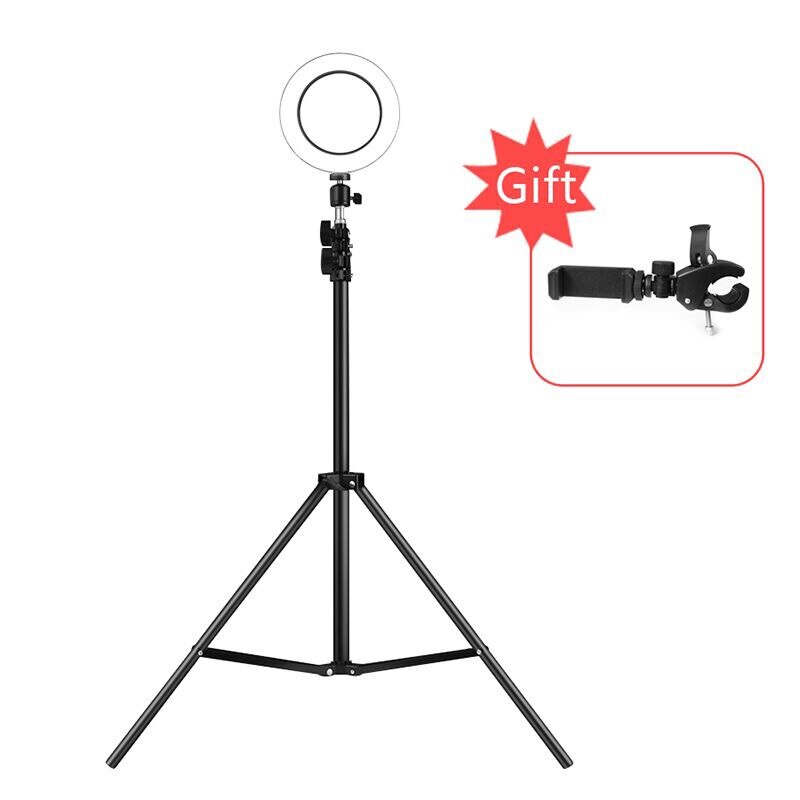 Anneau lumineux led 8 pouces pour xiaomi huawei, 5600k lampes à intensité variable, pour studio photo, téléphone, vidéo, avec 150cm trépieds et perches à selfie: Noir 8 pouces 150cm