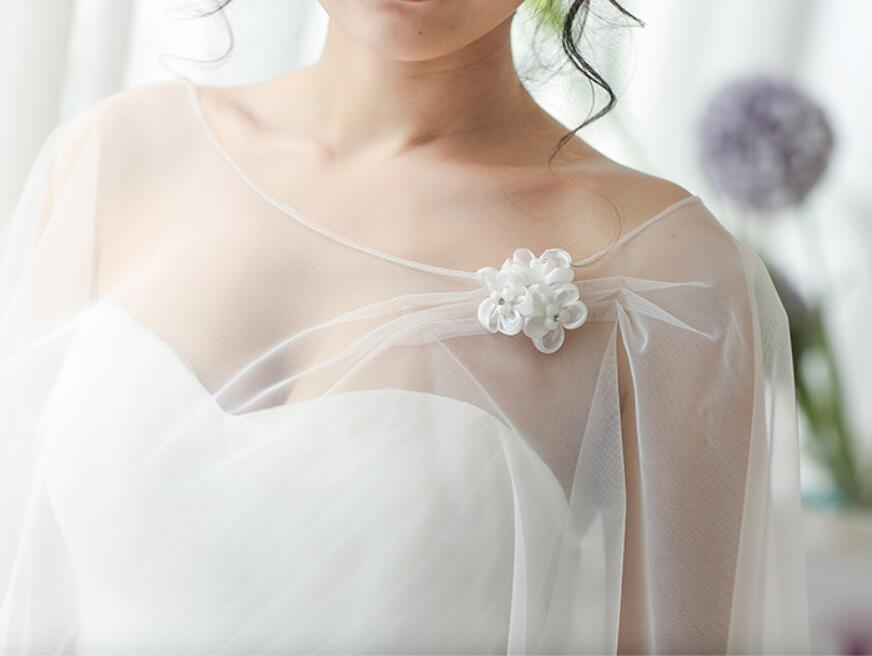 Tyll 3d blomster gasbind brude bryllup sjal wraps i bolero brude bryllup jakke