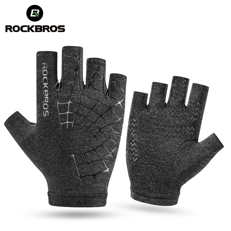 Rockbros is silke handsker touch screen handsker ridning cykel cykel halv hel finger handsker sommer mænd cykling uv beskyttelse handsker