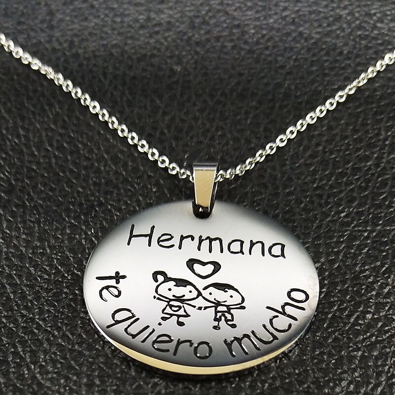 Hermana-collar de acero inoxidable para mujer, gargantilla de Color plateado, collares y colgantes, joyería para mujer N186715