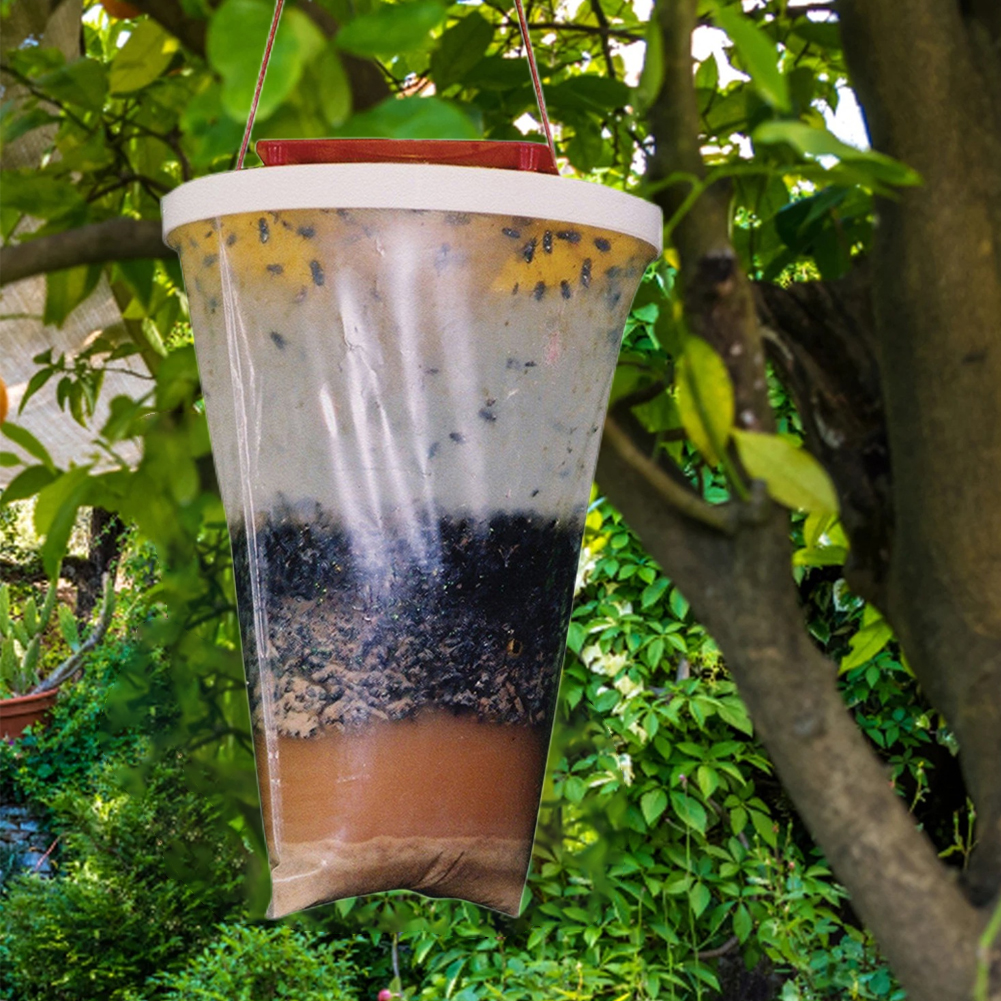 Atrapamoscas colgante de 1 a 10 piezas, bolsa de señuelos no tóxicos, trampa para plagas con cebo, matamoscas para jardín