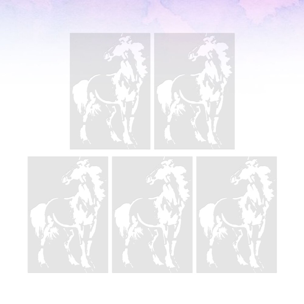 5pcs Novel Decorative Durable Decorative Painting Stencils Horse Pattern Friends Family