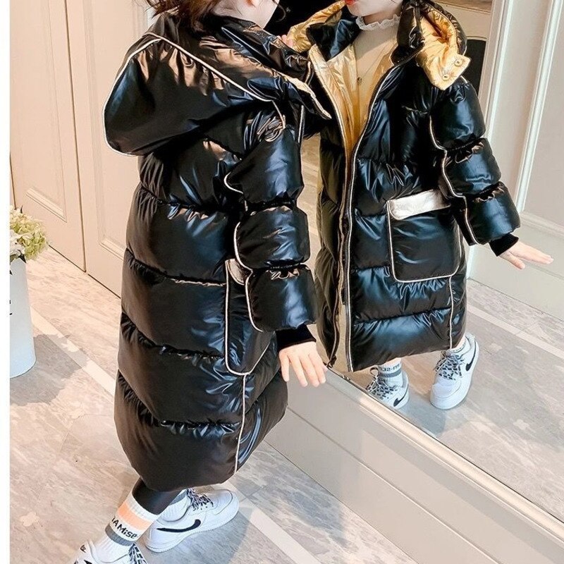 freundlicher Winter Jacke Weihnachten Kostümich Für freundlicher Kleidung Mädchen Jungen Schwarz Schneeanzug Oberbekleidung Mäntel Lange Parka Schnee Tragen