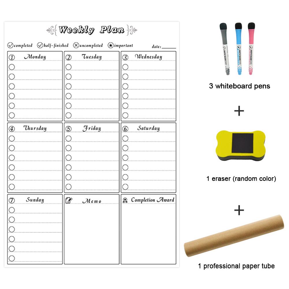 Magnetic Daily Weekly Monthly Planner Whiteboard Fridge Magnet Flexible Daily Message Drawing Refrigerator Calendar White Board: Weekly schedule 3