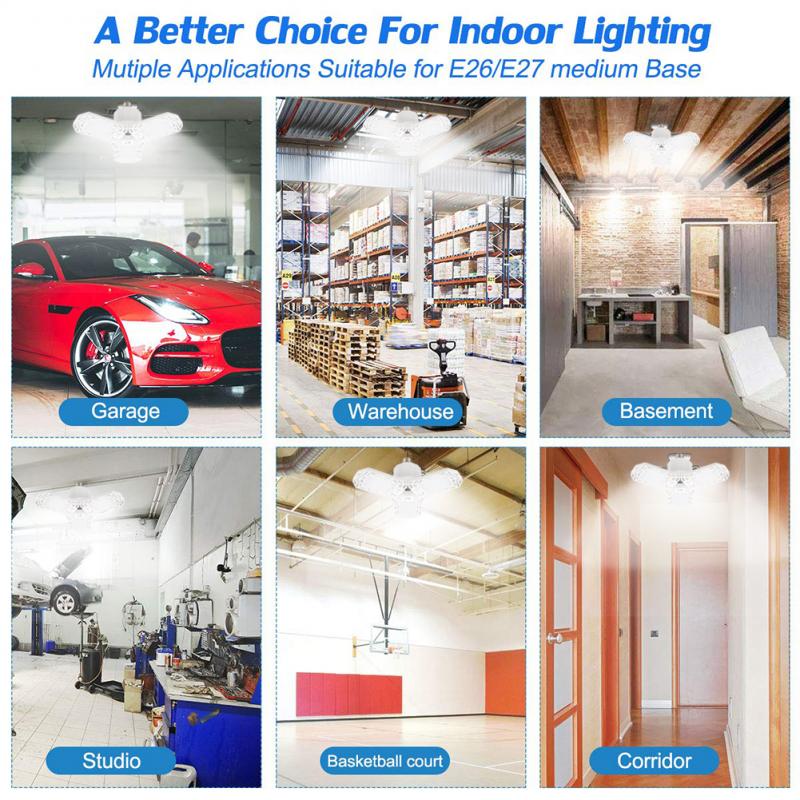 60W E26 LED Garage Lights UFO Deformable Ceiling Fixture Lights AC85-265V Industrial Lighting Lamps HWC