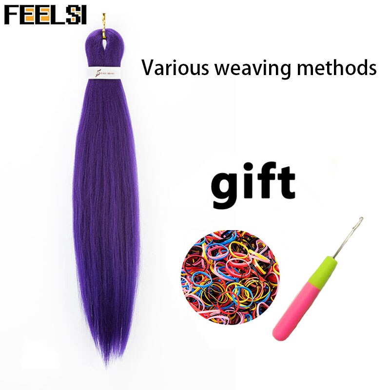 Synthetic hair Braids Ombre Braiding Hair Extension Box Braids Hair Pink Purple Yellow Golden Colors Crochet braids Kanekalon: T1B/Burgundy